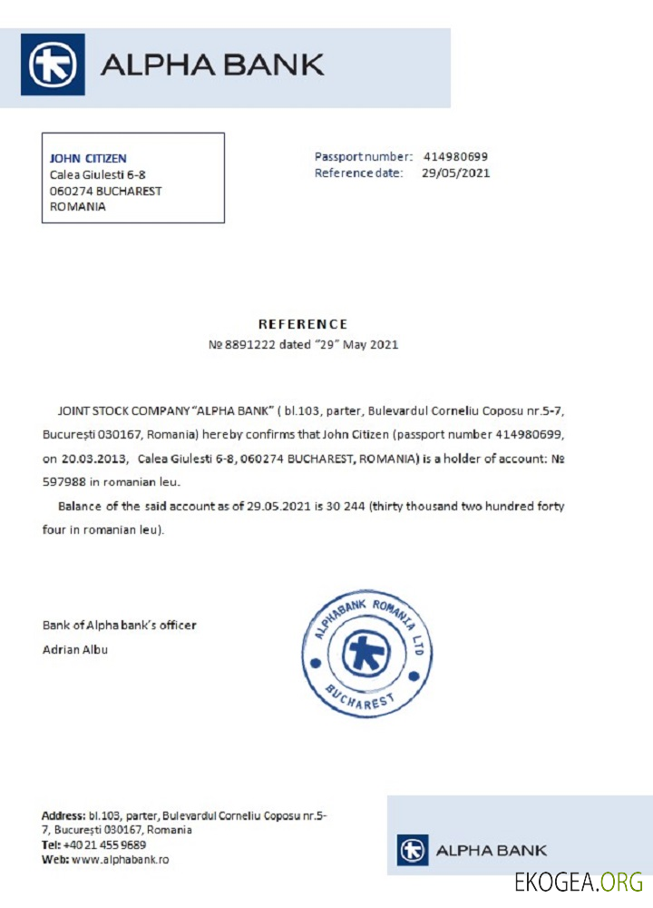 Roumanie , Alpha bank , reference